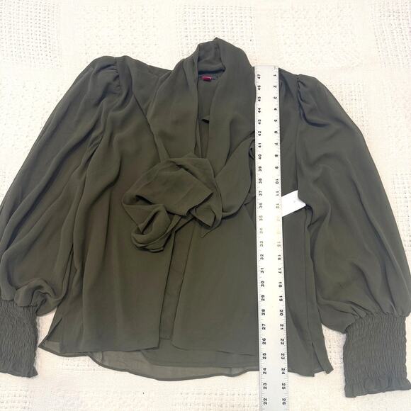 Vince Camuto XL sheer balloon sleeve bow blouse TB 3085 - Picture 3 of 10